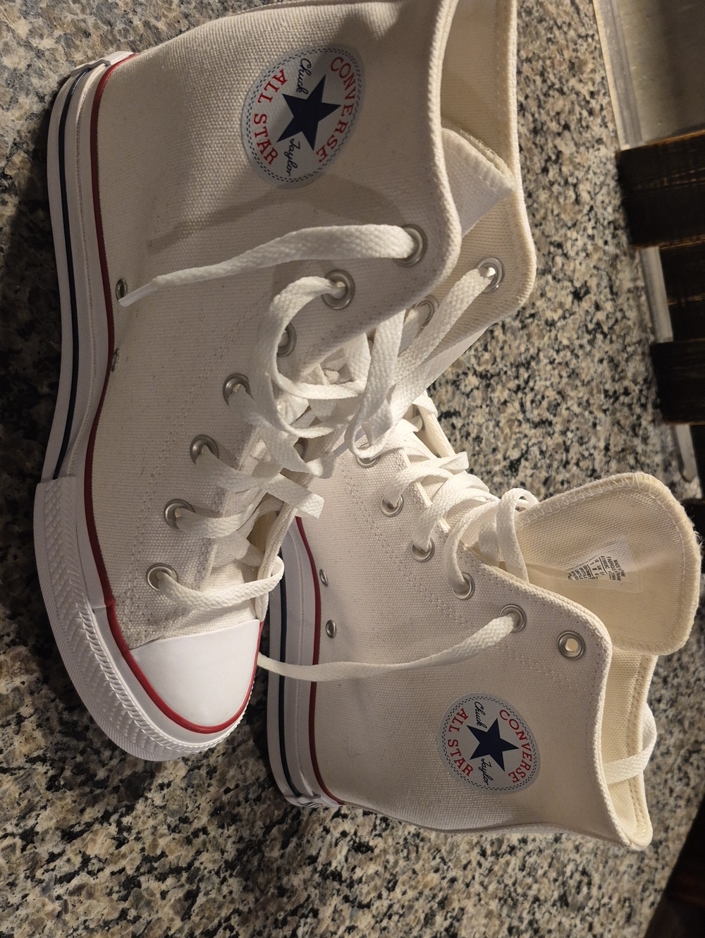Converse High Top Ankle Boots in Cream with Red & Black Trim
